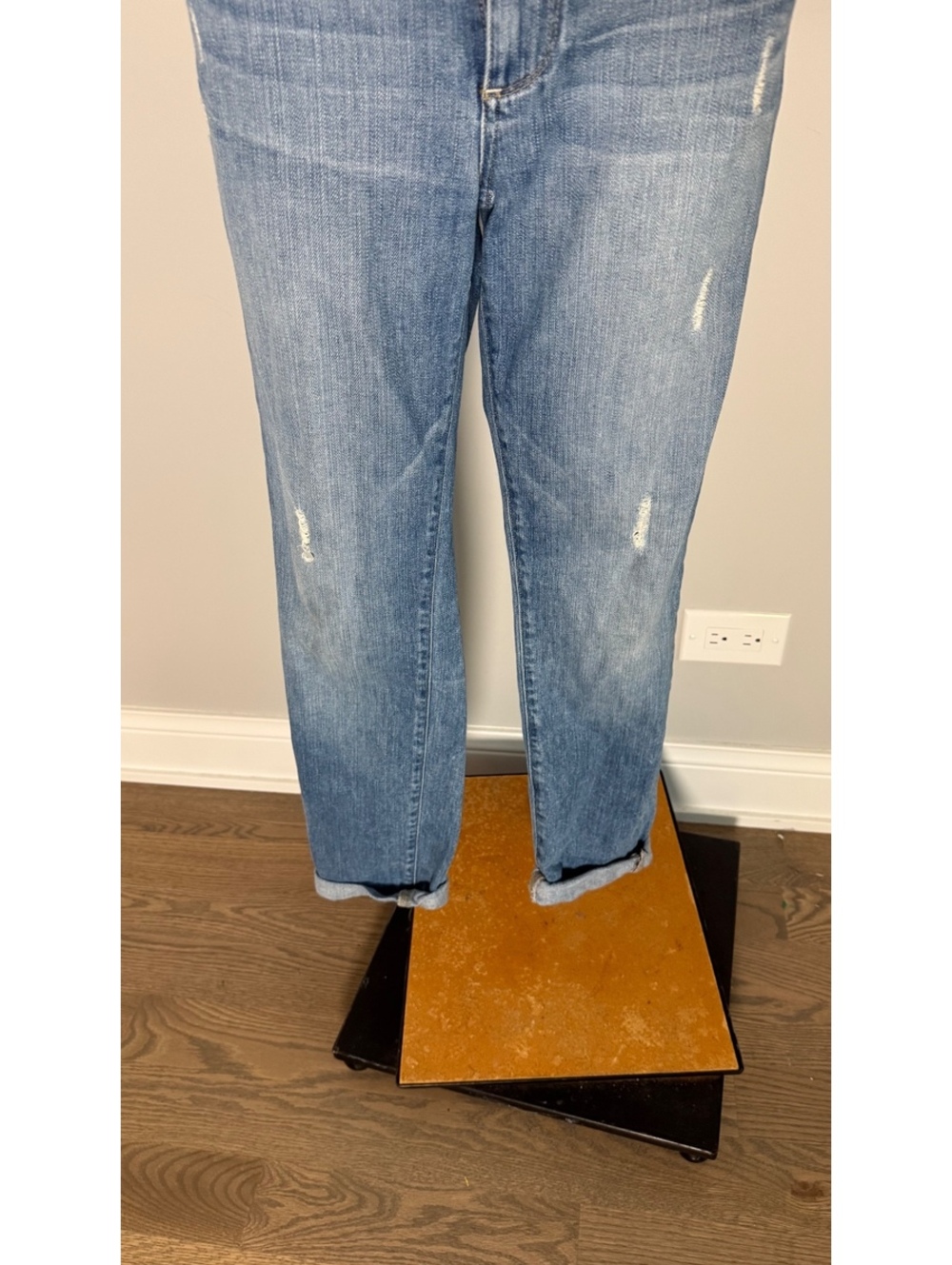 PAIGE Women's Cropped Jimmy Jimmy Denim Jeans with Distressed Detailing - Picture 4 of 10